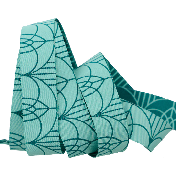 Bridges in Teal - 7/8" width - Savannah - One Yard