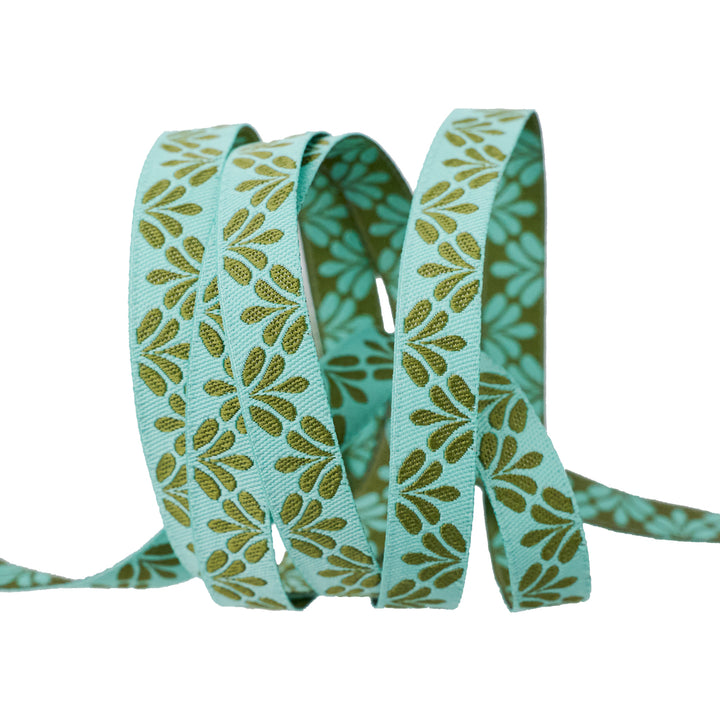 Flora in Aqua - 3/8" width - Savannah - One Yard