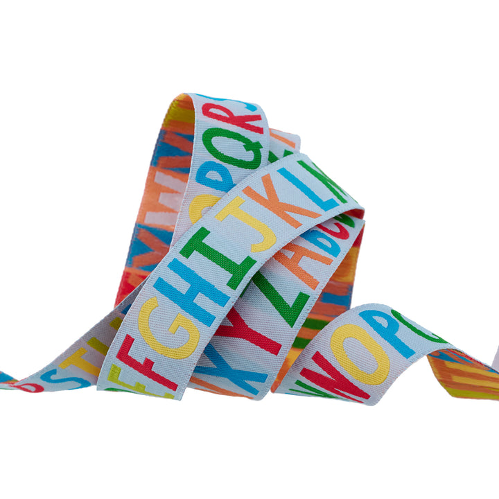 Alphabet Soup in Bright Sky - 7/8" width - Back to School by Stacy Iest Hsu - One Yard