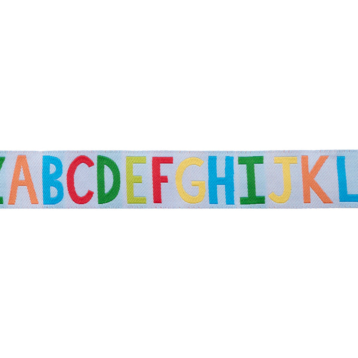 Alphabet Soup in Bright Sky - 7/8" width - Back to School by Stacy Iest Hsu - One Yard