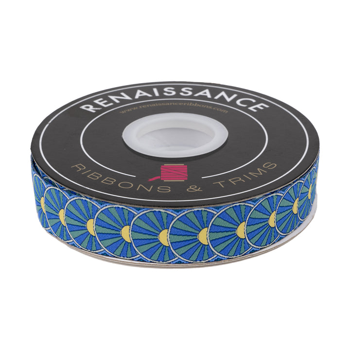 Sunrise in Deep Teal - 7/8" width - Mythical by Stacy Peterson - One Yard