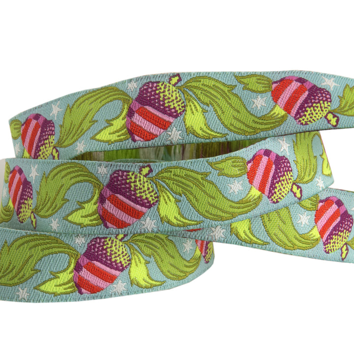 Oh Nuts! Aqua 5/8"-Glimmer Tula Pink Tiny Beasts-by the yard