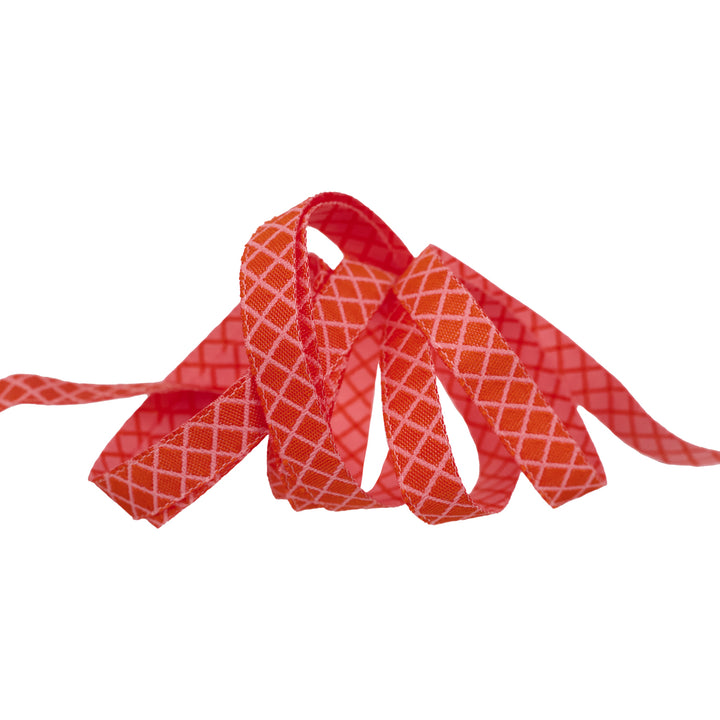 True Colors 2025 - On the Grid in Salmon - 3/8" width - by Tula Pink - One Yard