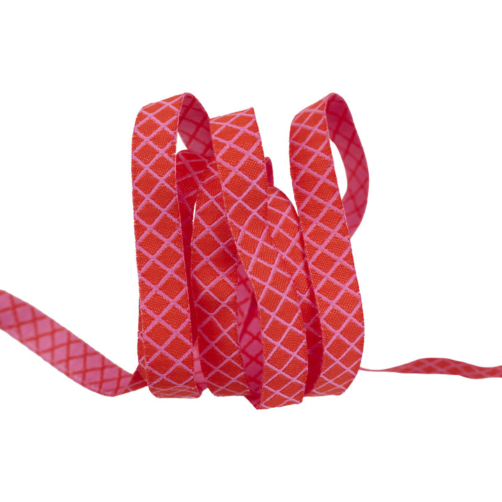 True Colors 2025 - On the Grid in Bubblegum - 3/8" width - by Tula Pink - One Yard