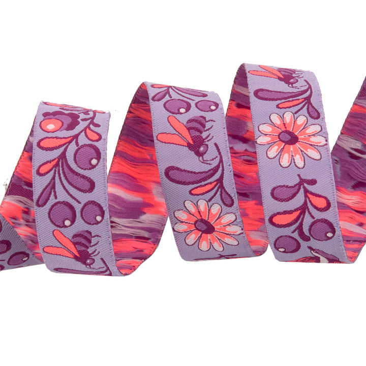 Birds & Bees in Mystic/Purple - 7/8" width - Tula Pink EverGlow - by the yd