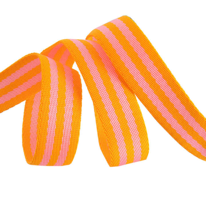 Pink/Orange - 1" wide - Tula Pink Webbing -  1 Yard