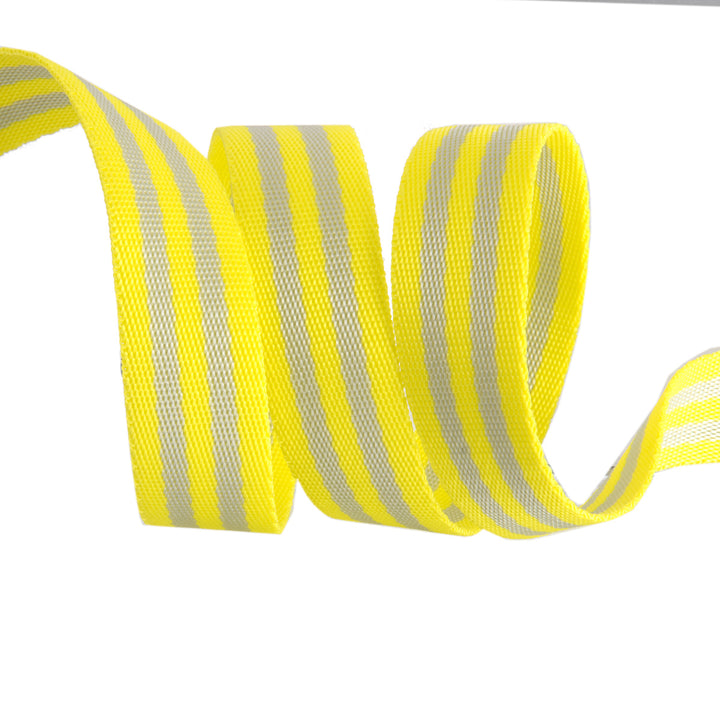 Grey/Neon Yellow - 1" wide - Tula Pink Webbing - 1 Yard