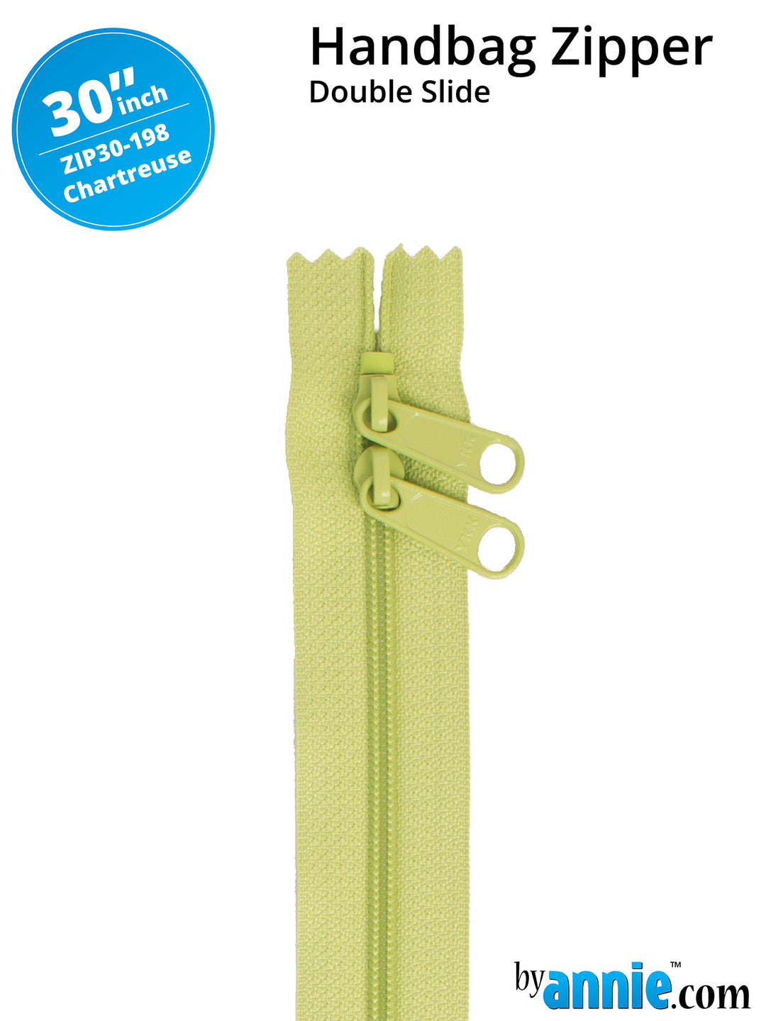 30" Handbag Zipper - Double Slide - Chartreuse