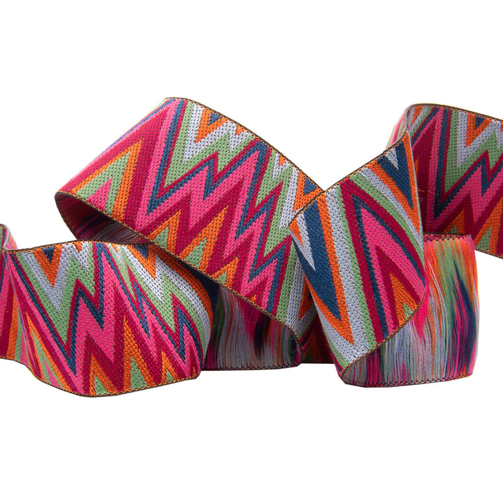 Wide Flame Stitch Pink Red Navy by Kaffe Fassett - 1-1/2" - by the yard