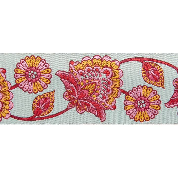 Paisley Floral Pastel Strawberry on Aqua - 2" -by the yard