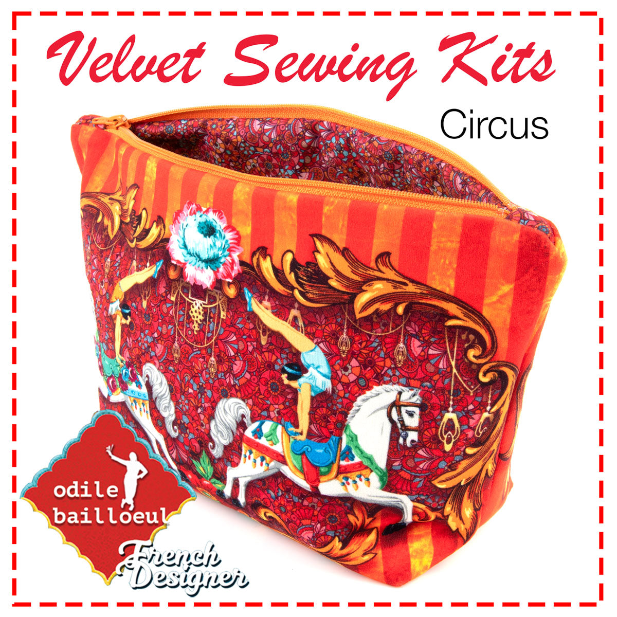 Sewing Kit Velvet - Pouch Circus kit - Renaissance Ribbons – Renaissance  Ribbons