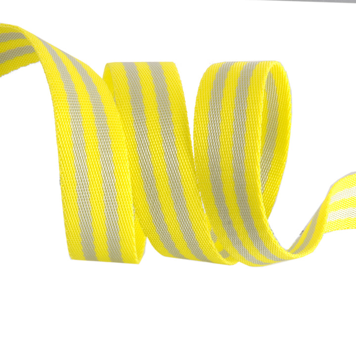 2yd Grey/Neon Yellow - 1" Nylon Webbing - by Tula Pink