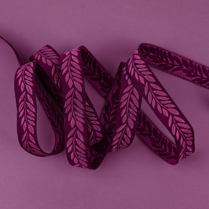 Foliage - Foliage in Plum - 3/8" width - by Sally Kelly - One Yard