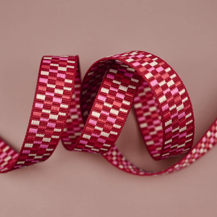Paradise Garden - Rhapsody in Pomegranate - 1" width WEBBING - by Patty Basemi - One Yard