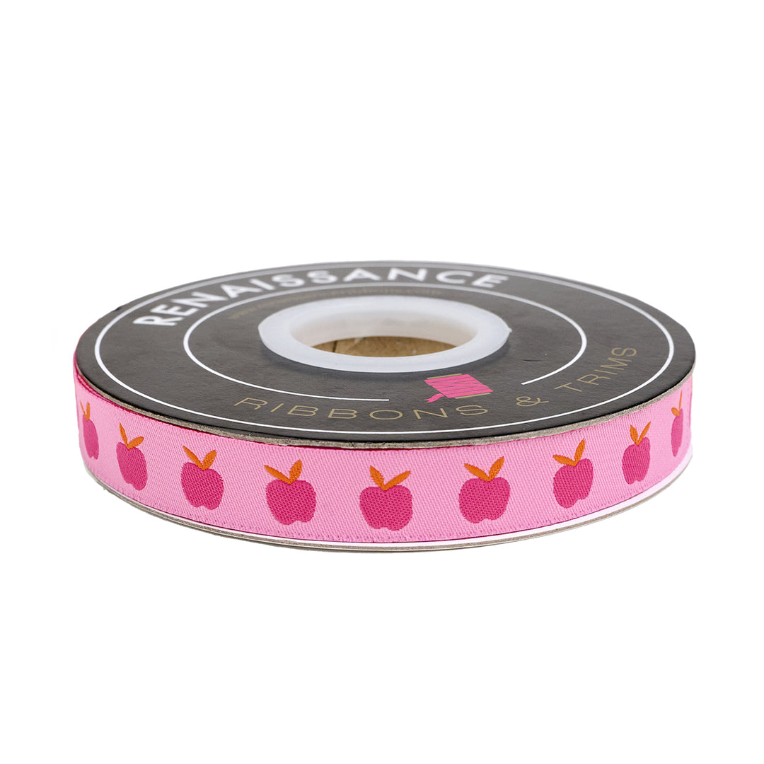 PREORDER - Catnap - Apples in Pink - 5/8" width - by Alexia Abegg - One Yard