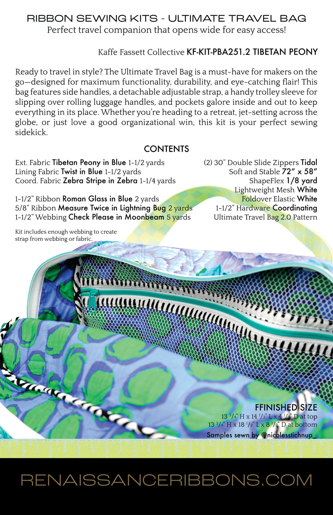 Sewing Kit - Ultimate Travel Bag in Tibetan Peony