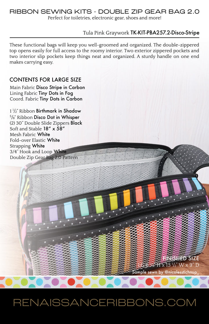 Sewing Kit - Double Zip Gear Bag 2.0 - ByAnnie - Disco Stripe