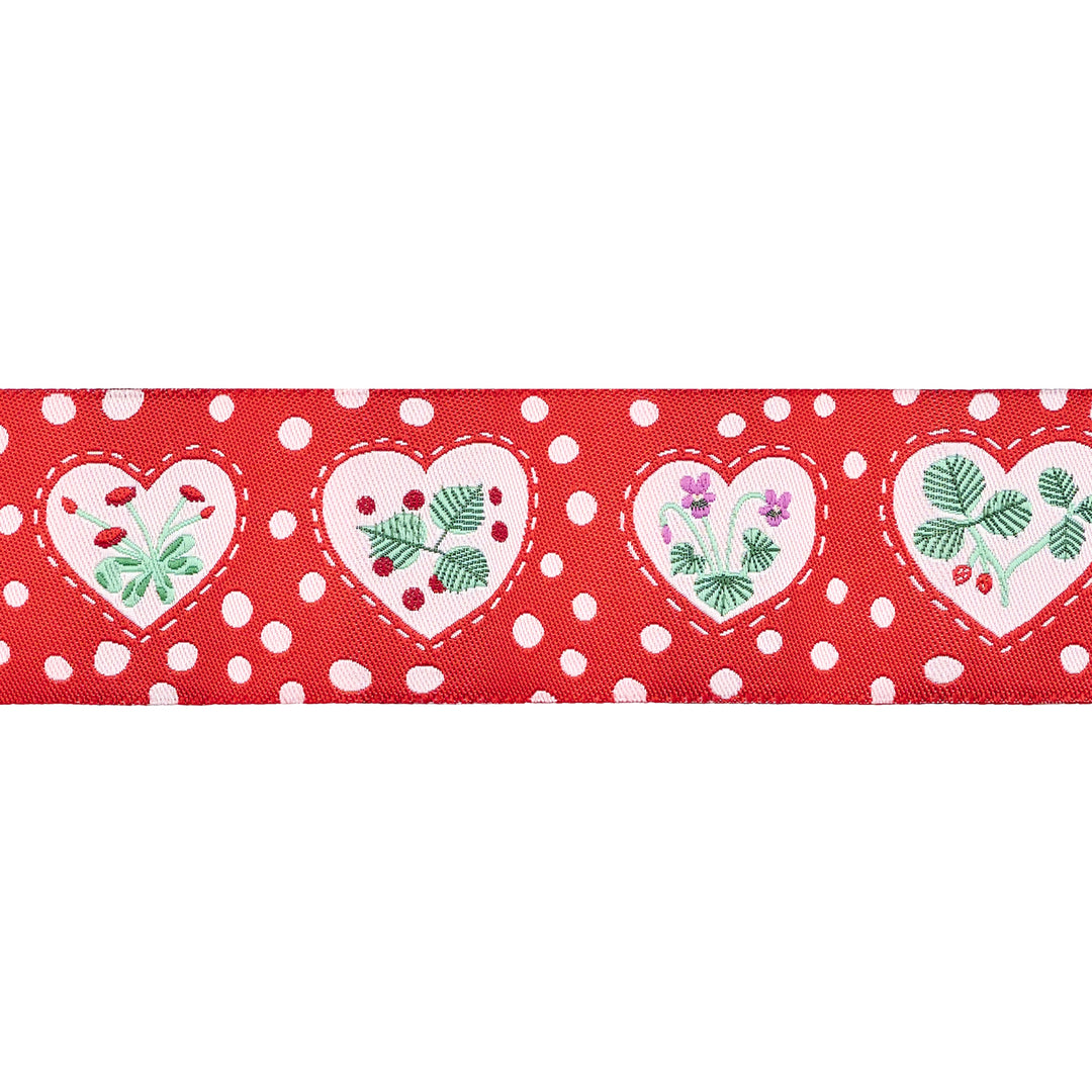 PREORDER - Funny Valentine - Sweet Hearts in Red - 1-1/2" width - by Lizzy House - One Yard