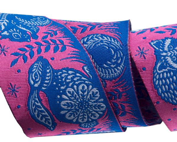 Animal Grandstand - Pink and Blue- 1-1/2"- by the yard
