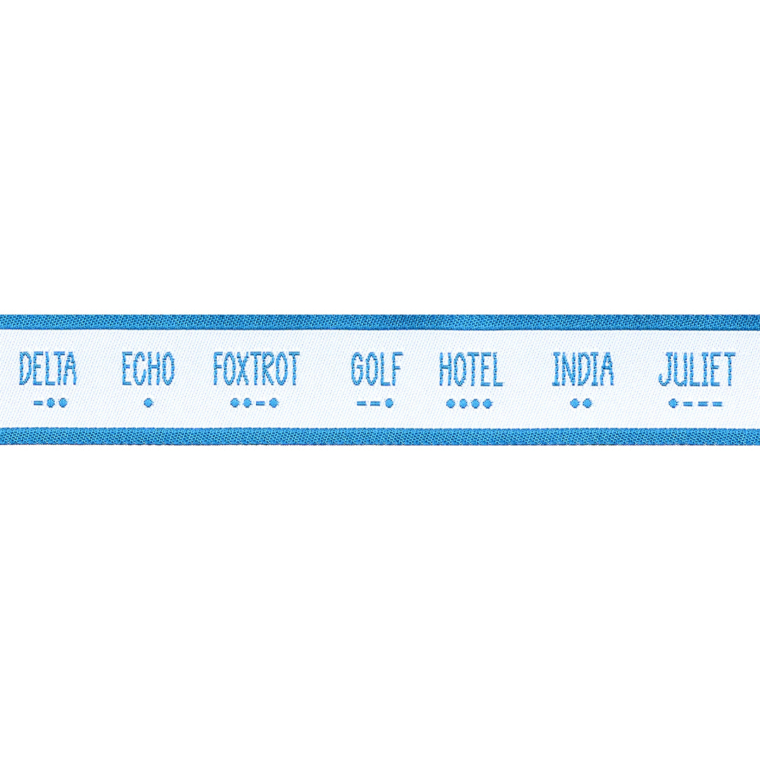 PREORDER - High Flight - Phonetic Alphabet - 7/8" width - by Sarah Thomas - One Yard