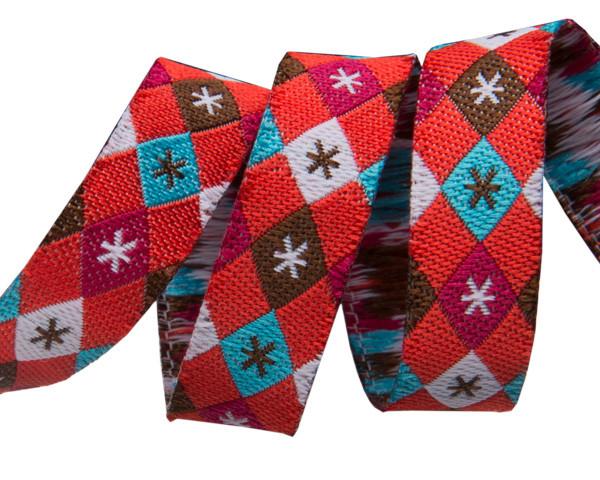Argyle and Stars on Red - 3/8" width - by Jessica Jones - One Yard