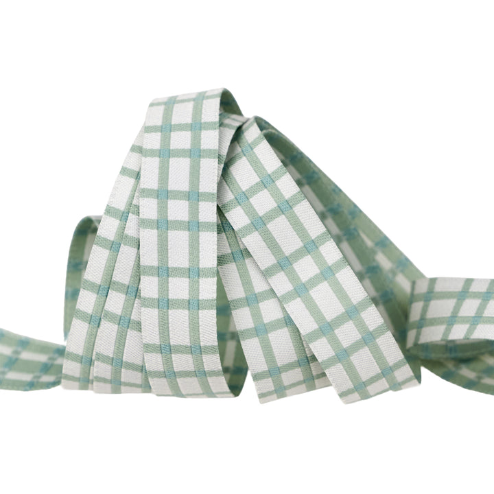 Montana Bloom - Blue Plaid - 5/8" width - by Cate and Rainn - One Yard (Preorder)