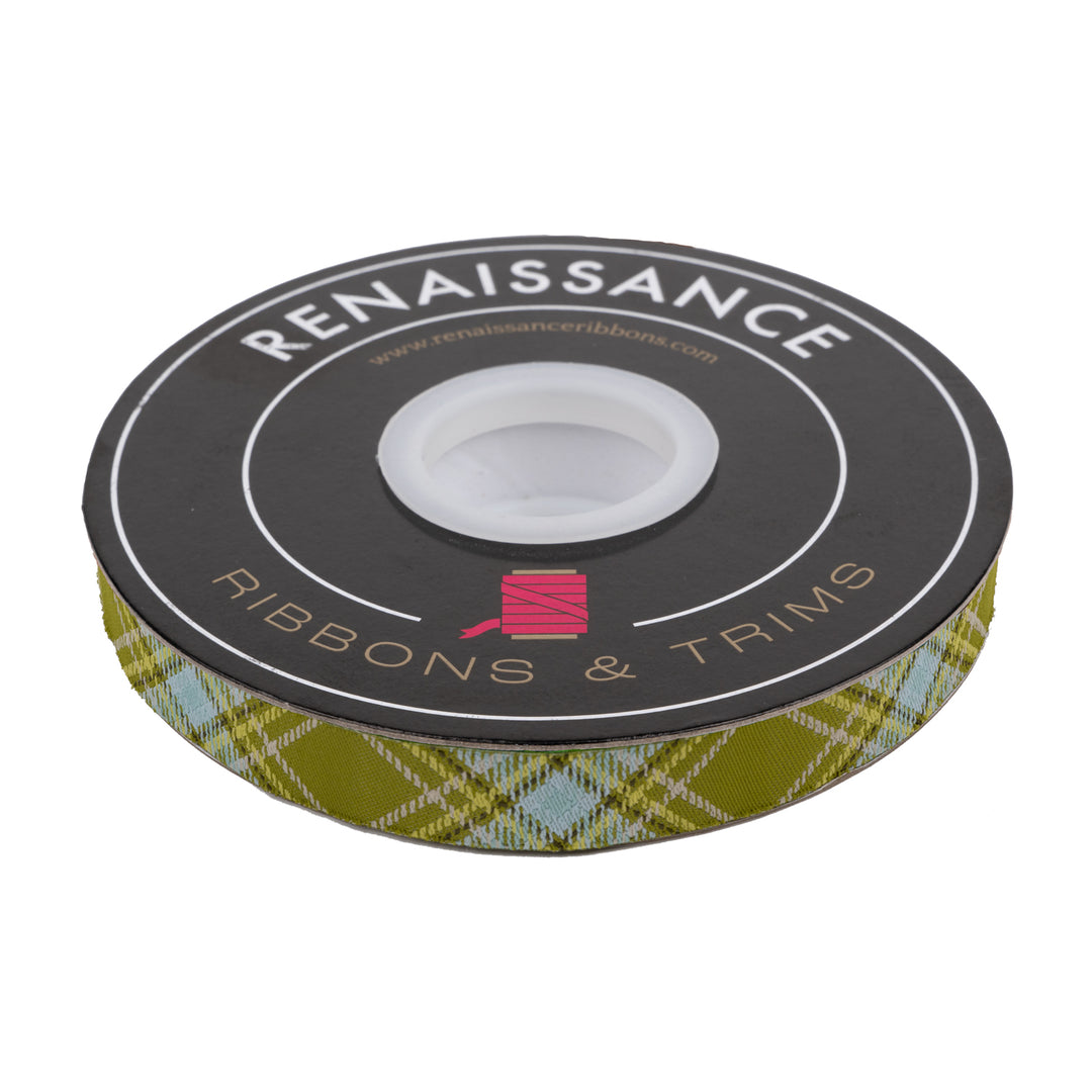Plaid Diagonal in Fern - 5/8" width - The Great Outdoors by Stacy Iest Hsu - One Yard