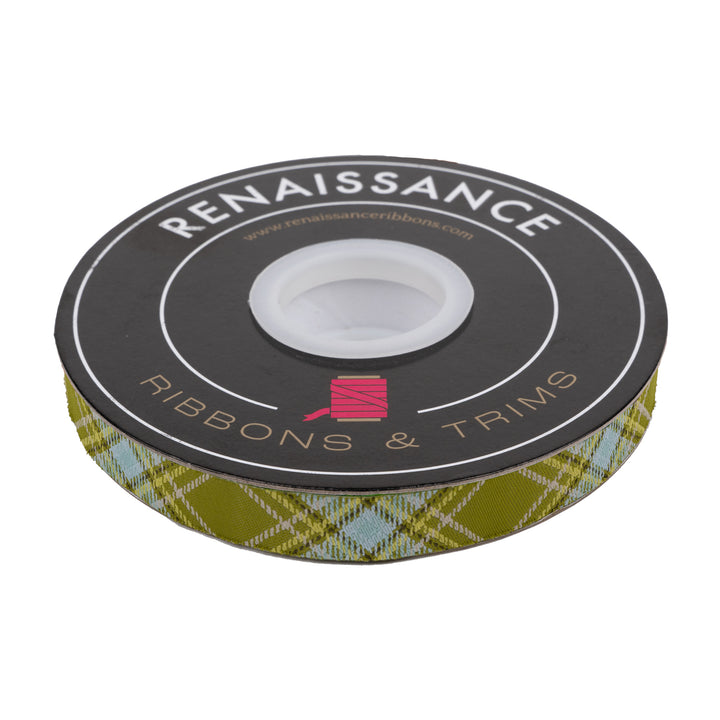 Plaid Diagonal in Fern - 5/8" width - The Great Outdoors by Stacy Iest Hsu - One Yard