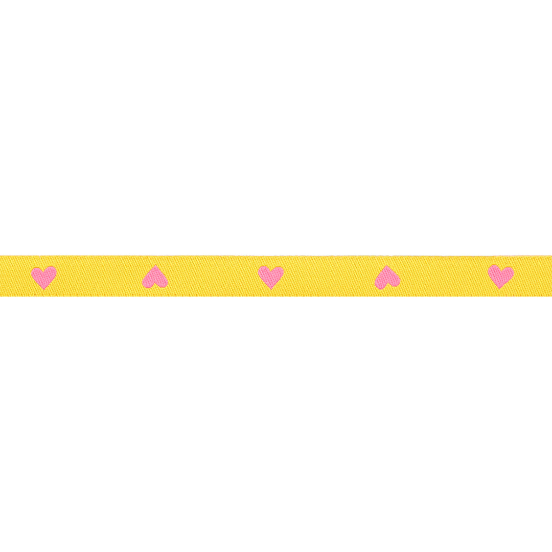 Hearts in Neon Pink/Yellow - 3/8" width - Hearts and Sparks by Melody Miller - One Yard