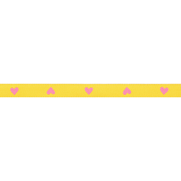 Hearts in Neon Pink/Yellow - 3/8" width - Hearts and Sparks by Melody Miller - One Yard