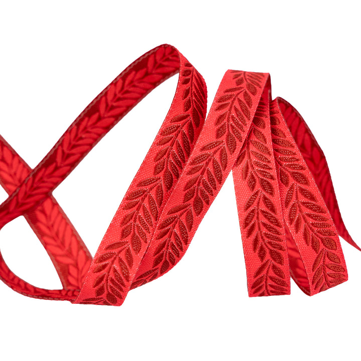 Foliage - Foliage in Coral - 3/8" width - by Sally Kelly - One Yard