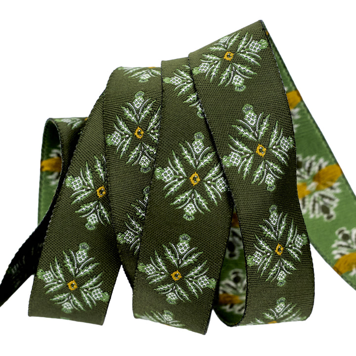Spruce - Blooming Thistle in Green - 7/8" width - by Sharon Holland - One Yard (Preorder)