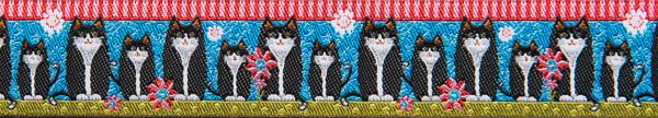 Black Cats on Blue - 7/8" width - Odile Bailloeul - One Yard