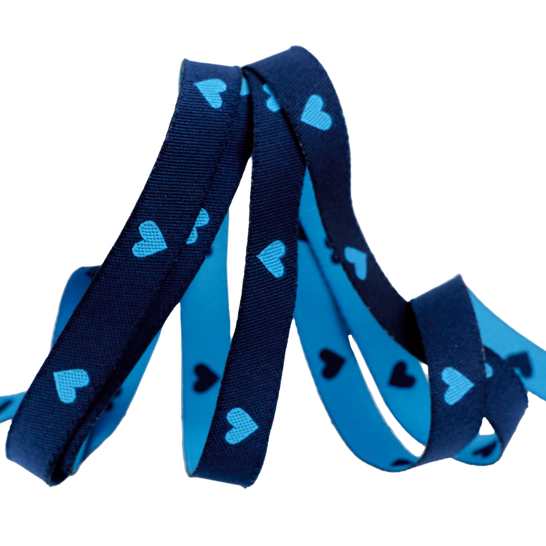 Hearts in Bright Blue - 3/8" width - Hearts and Sparks by Melody Miller - One Yard