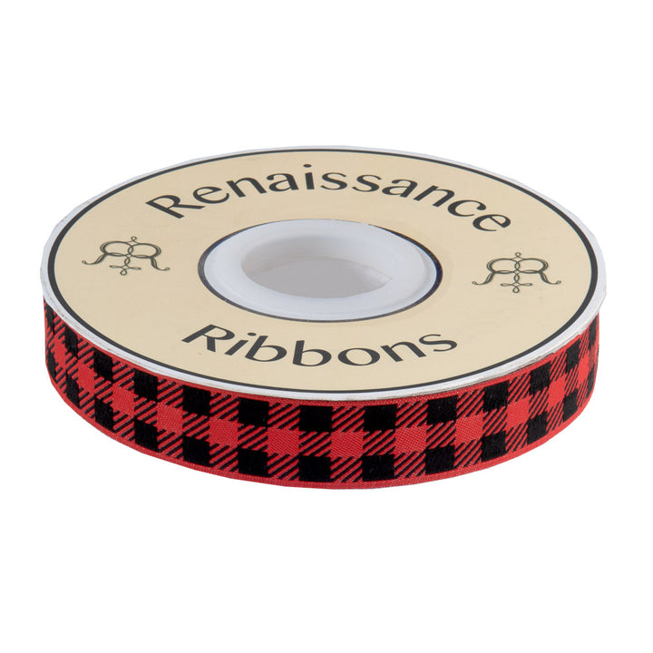 Gingham Red and Black-7/8"-by the yard