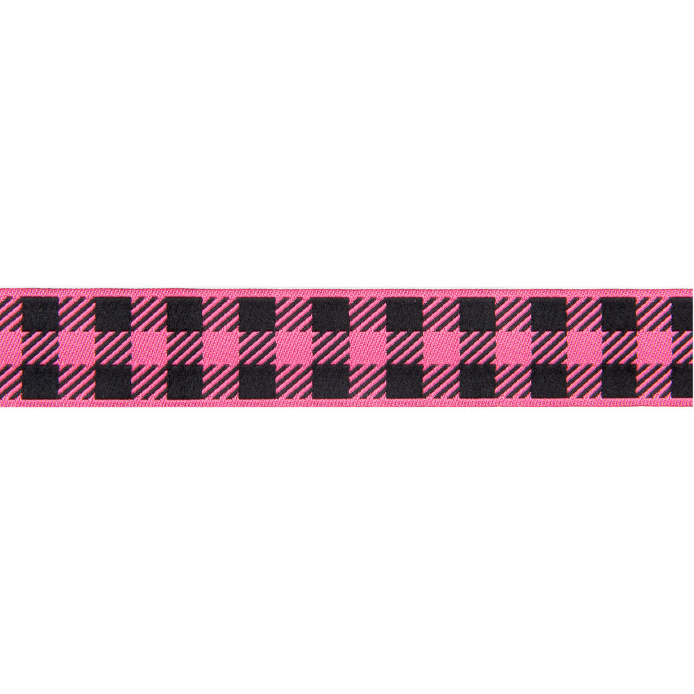 Gingham Pink Bubblegum and Black-7/8"-by the yard