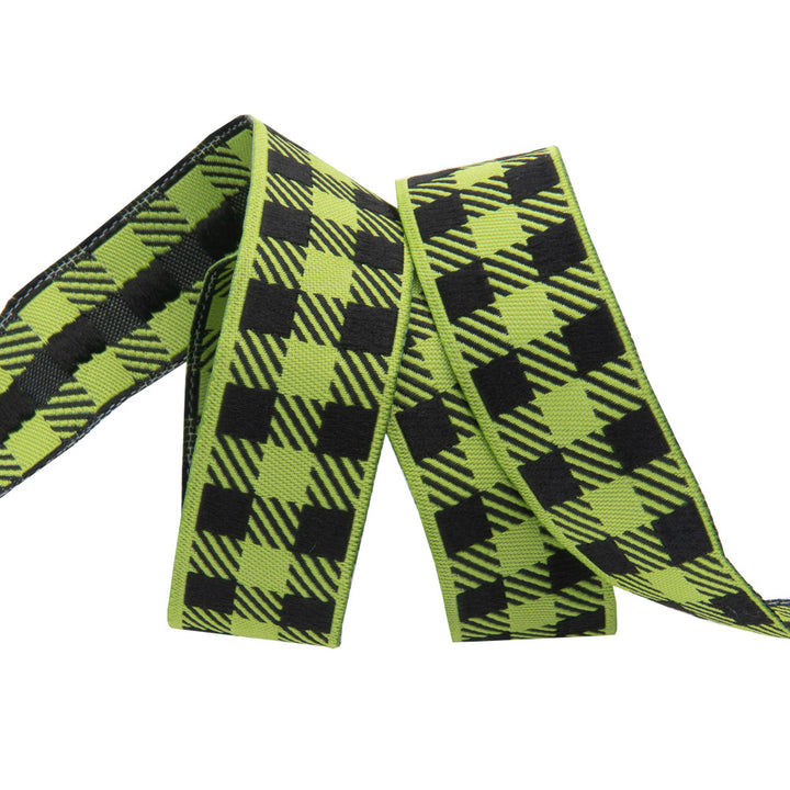 Gingham Apple Green and Black-7/8"-by the yard