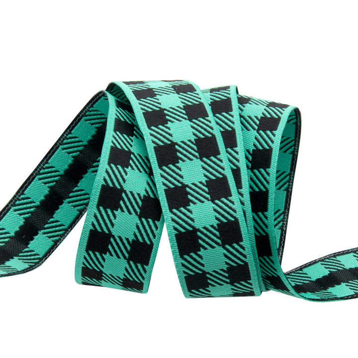 Gingham Mint and Black-7/8"-by the yard