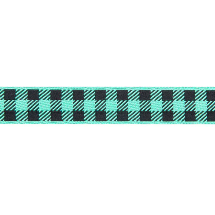 Gingham Mint and Black-7/8"-by the yard