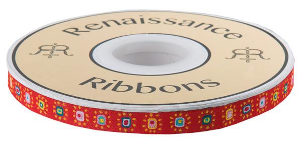 Mini suns on red - 3/8" -by the yard