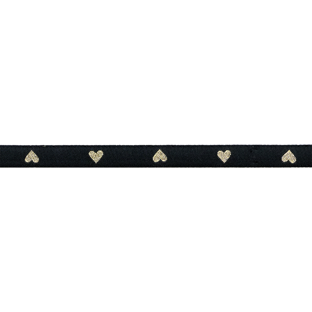 Hearts in Black/Gold - 3/8" width - Hearts and Sparks by Melody Miller - One Yard