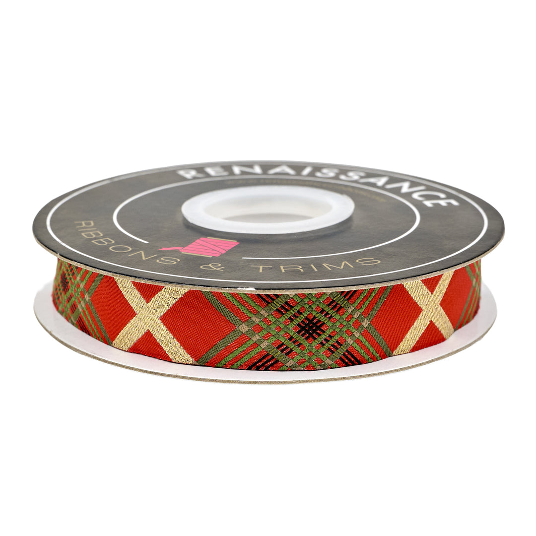 Spruce - Crossed Threads in Red - 7/8" width - by Sharon Holland - One Yard