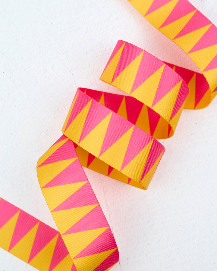 Sawtooth Webbing in Pink Lemonade - 1-1/2" width - by Renaissance Ribbons