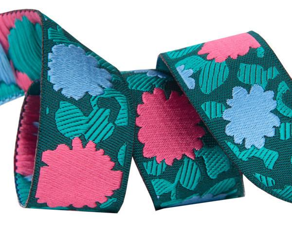 Coral &amp; Blue Simply Bold Floral  - 7/8" -by the yard
