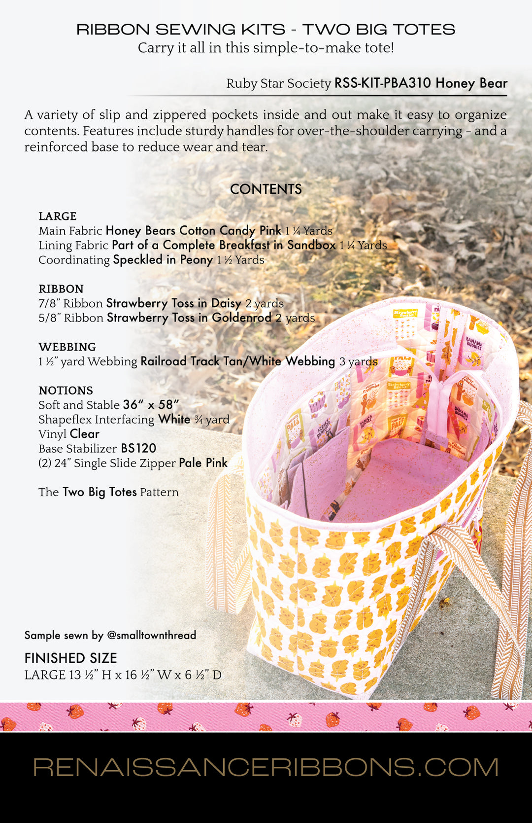 Sewing Kit - Two Big Totes with Honey Bears