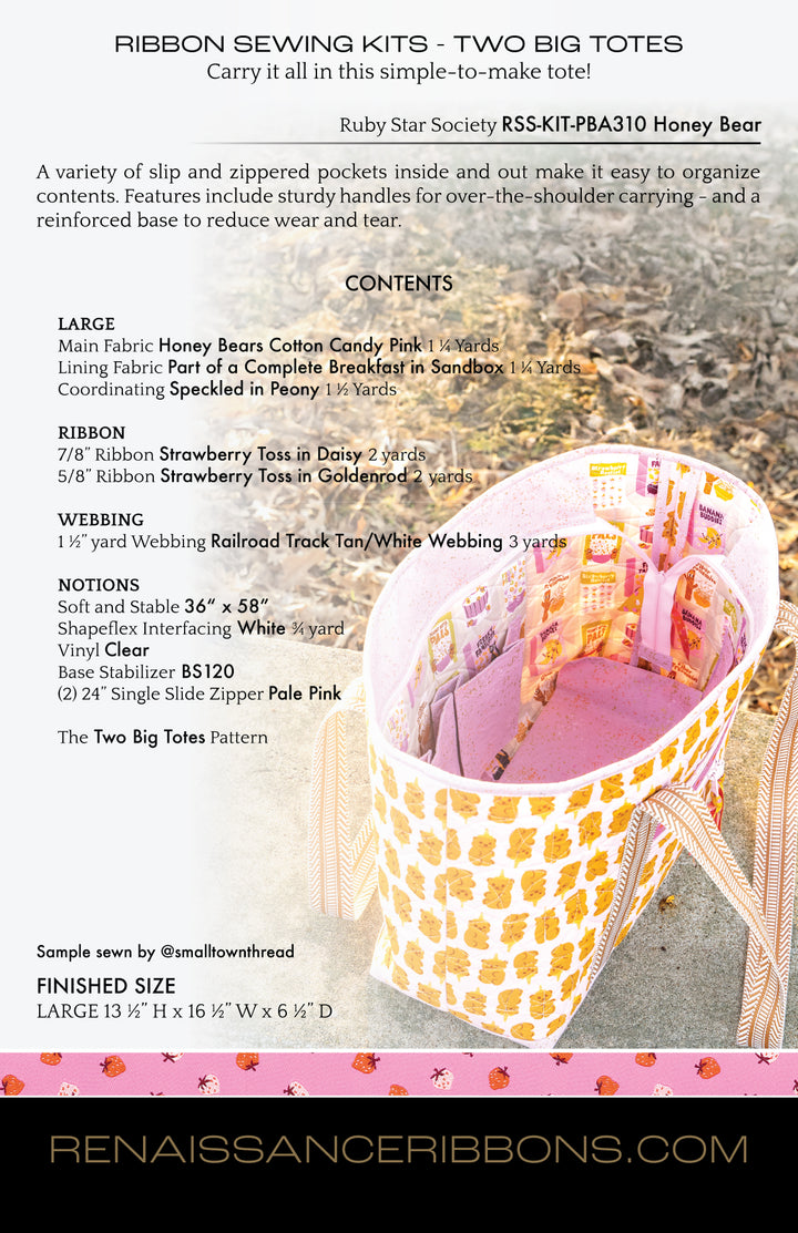 Sewing Kit - Two Big Totes with Honey Bears