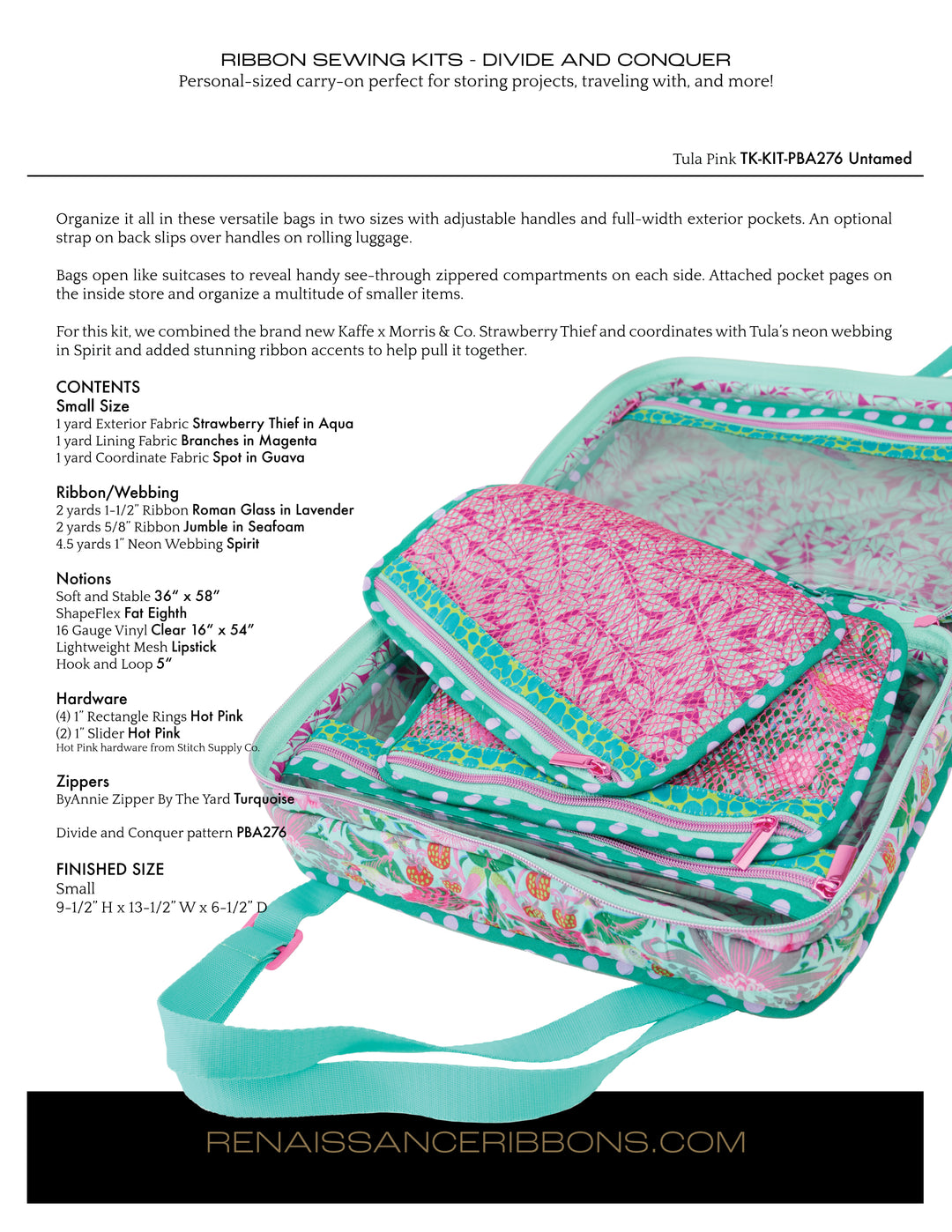 Sewing Kit - Divide and Conquer in Strawberry Thief - BASE