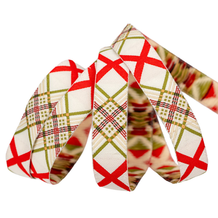 Spruce - Crossed Threads in Cream - 5/8" width - by Sharon Holland - One Yard