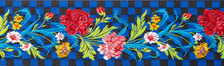 Flowers and Checkerboard - 1-1/2" - Odile - by the yard