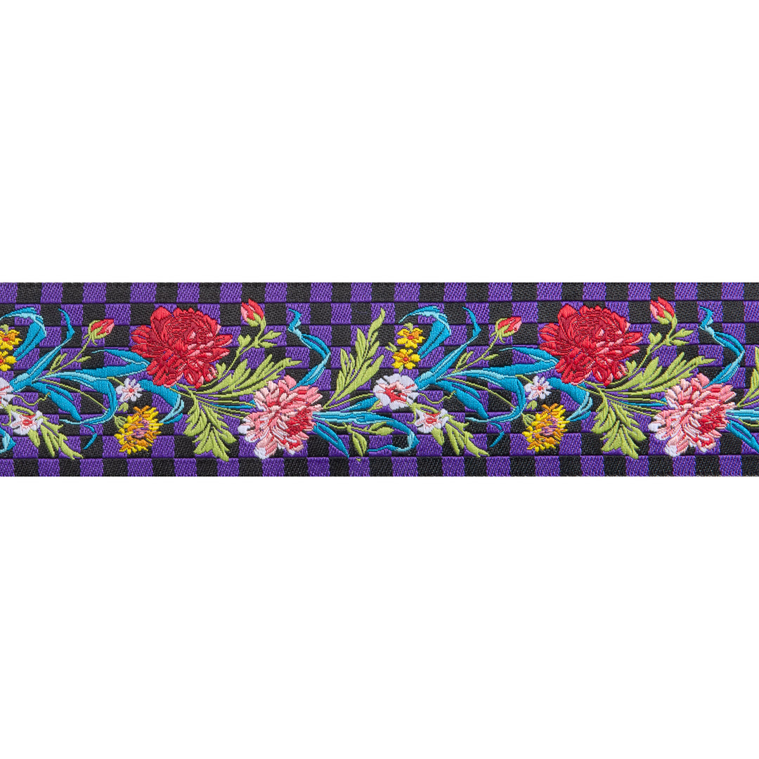 Floral on Purple Checkerboard - 1-1/2" by the yard